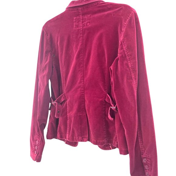 American Eagle Outfitters Velvet Wine Blazer L Adjust Sides Button Cuffs Pockets - Picture 3 of 16
